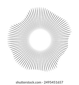 Radial sound wave concentric audio rhythm line dynamic set. Radial signal or vibration elements. Depicting audio music