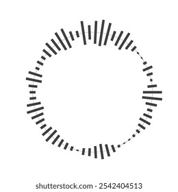 Onda de som radial concêntrica linha de ritmo de áudio conjunto dinâmico. Sinal radial ou elementos de vibração. Representando música de áudio