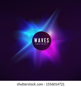 Radial sound wave curve. Colorful equalizer visualisation. Abstract color cover for music poster and banner. Vector background