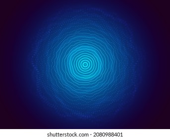 Radial Sound Wave Curve with Light Particles. Circles of Particles. Colorful Equalizer Background. Abstract Dots Cover. Vector Background for Music Posters, Covers, Events.