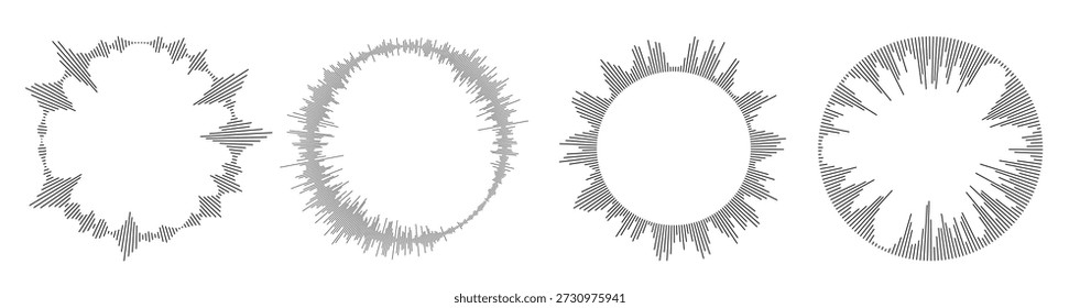 radial sound wave pattern set circular audio music