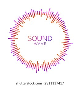 Radial sound wave visualisation. Music player equalizer concept. Circle audio signal or vibration element. Voice recognition. Epicenter, target, radar, radio icon and symbol. Colorful Vector