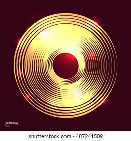 Radial sound waves to visualize music, sounds in player or other device. Audio equalizer technology, pulse musical. Vector illustration