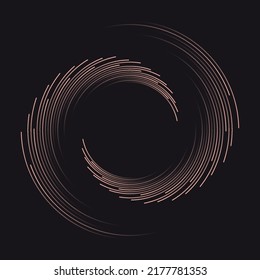 Radial sparkle speed circle. Luminous speed logo. Speed lines on black background.