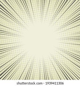 Radial Speed Line background. Vector illustration. Comic book black and yellow radial lines background. Halftone.