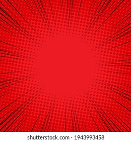 Radial Speed Line background  Vector illustration  Comic book black   red radial lines background  Halftone 