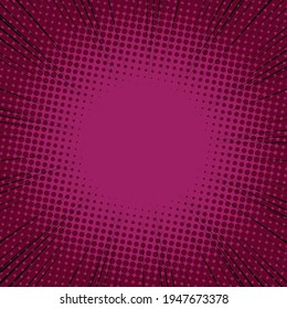 Radial Speed Line background. Vector illustration. Comic book black and purple radial lines background. Halftone.