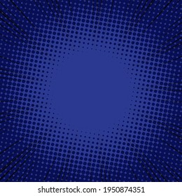 Radial Speed Line background. Vector illustration. Comic book black and blue radial lines background. Halftone.