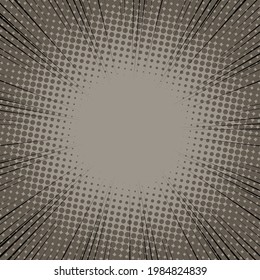 Radial Speed Line background. Vector illustration. Comic book black and brown radial lines background. Halftone.