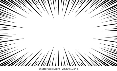 Plano de fundo de linhas de velocidade radial para design de estilo mangá de quadrinhos