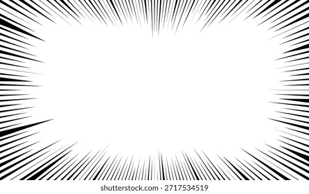 Fondo de líneas de velocidad radial. Marcos concentrados. Líneas de explosión radial de cómic con efecto de velocidad para cómics. Manga marco de velocidad. Superhéroe de textura. Ilustración vectorial. 