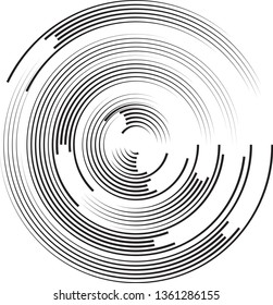 Radial speed Lines in Circle Form for comic books . Explosion background . Vector Illustration .Technology round Logo . Circular Design element . Abstract Geometric shape . Sunburst .