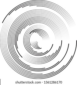 Radial speed Lines in Circle Form for comic books . Explosion background . Vector Illustration .Technology round Logo . Circular Design element . Abstract Geometric shape . Sunburst .