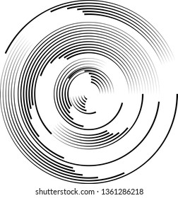 Radial speed Lines in Circle Form for comic books . Explosion background . Vector Illustration .Technology round Logo . Circular Design element . Abstract Geometric shape . Sunburst .