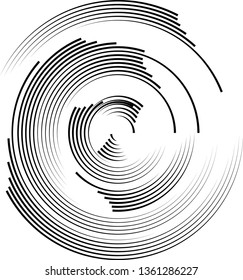 Radial speed Lines in Circle Form for comic books . Explosion background . Vector Illustration .Technology round Logo . Circular Design element . Abstract Geometric shape . Sunburst .