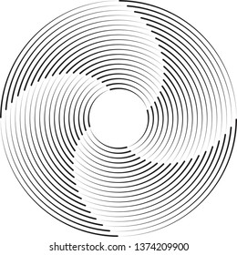 Radial speed Lines in Circle Form for comic books . Explosion background . Vector Illustration .Technology round Logo . Circular Design element . Abstract Geometric shape . Sunburst .