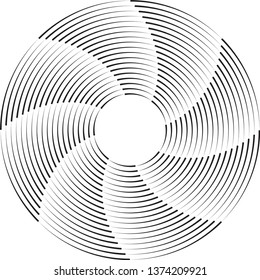 Radial speed Lines in Circle Form for comic books . Explosion background . Vector Illustration .Technology round Logo . Circular Design element . Abstract Geometric shape . Sunburst .