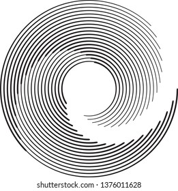 Radial speed Lines in Circle Form for comic books . Explosion background . Vector Illustration .Technology round Logo . Circular Design element . Abstract Geometric shape . Sunburst .