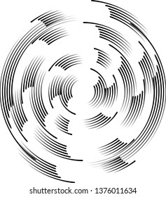 Radial speed Lines in Circle Form for comic books . Explosion background . Vector Illustration .Technology round Logo . Circular Design element . Abstract Geometric shape . Sunburst .