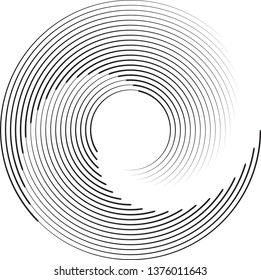 Radial speed Lines in Circle Form for comic books . Explosion background . Vector Illustration .Technology round Logo . Circular Design element . Abstract Geometric shape . Sunburst .