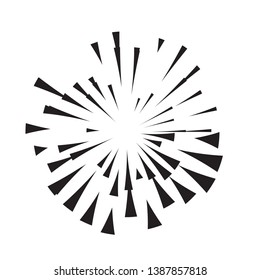 Radial speed Lines in Circle Form for comic books . fireworks Explosion background . Vector Illustration . Starburst
 round Logo . Circular Design element . Abstract Geometric shape . Sunburst .