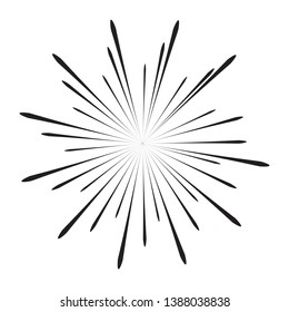 Radial speed Lines in Circle Form for comic books . fireworks Explosion background . Vector Illustration . Starburst
 round Logo . Circular Design element . Abstract Geometric star rays . Sunburst .
