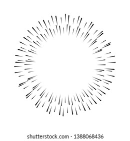 Radial speed Lines in Circle Form for comic books . fireworks Explosion background . Vector Illustration . Starburst
 round Logo . Circular Design element . Abstract Geometric shape . Sunburst .