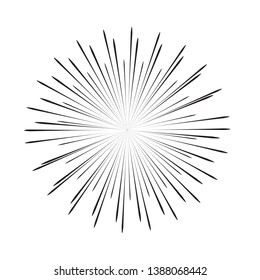 Radial speed Lines in Circle Form for comic books . fireworks Explosion background . Vector Illustration . Starburst
 round Logo . Circular Design element . Abstract Geometric shape . Sunburst .