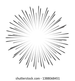 Radial speed Lines in Circle Form for comic books . fireworks Explosion background . Vector Illustration . Starburst
 round Logo . Circular Design element . Abstract Geometric shape . Sunburst .