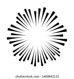 Radial speed Lines in Circle Form for comic books . fireworks Explosion background . Vector Illustration . Starburst
 round Logo . Circular Design element . Abstract Geometric shape . Sunburst .