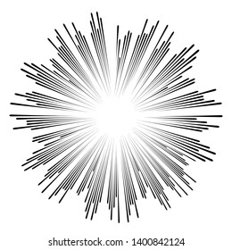Radial speed Lines in Circle Form for comic books . fireworks Explosion background . Vector Illustration . Starburst
 round Logo . Circular Design element . Abstract Geometric shape . Sunburst .