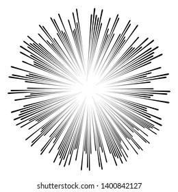 Radial speed Lines in Circle Form for comic books . fireworks Explosion background . Vector Illustration . Starburst
 round Logo . Circular Design element . Abstract Geometric shape . Sunburst .