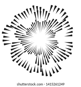Radial speed Lines in Circle Form for comic books . fireworks Explosion background . Vector Illustration . Starburst
 round Logo . Circular Design element . Abstract Geometric shape . Sunburst .