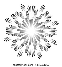 Radial speed Lines in Circle Form for comic books . fireworks Explosion background . Vector Illustration . Starburst
 round Logo . Circular Design element . Abstract Geometric shape . Sunburst .