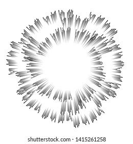 Radial speed Lines in Circle Form for comic books . fireworks Explosion background . Vector Illustration . Starburst
 round Logo . Circular Design element . Abstract Geometric shape . Sunburst .