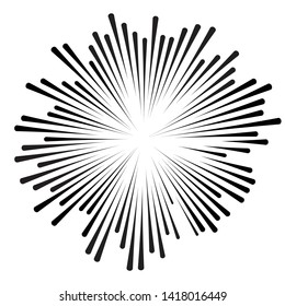 Radial speed Lines in Circle Form for comic books . fireworks Explosion background . Vector Illustration . Starburst
 round Logo . Circular Design element . Abstract Geometric shape . Sunburst .