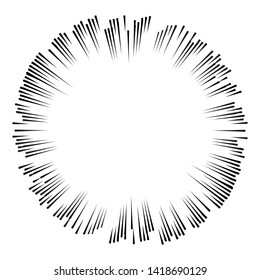 Radial speed Lines in Circle Form for comic books . fireworks Explosion background . Vector Illustration . Starburst
 round Logo . Circular Design element . Abstract Geometric star rays . Sunburst .