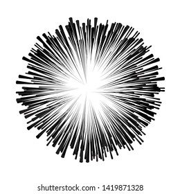 Radial speed Lines in Circle Form for comic books . fireworks Explosion background . Vector Illustration . Starburst
 round Logo . Circular Design element . Abstract Geometric star rays . Sunburst .