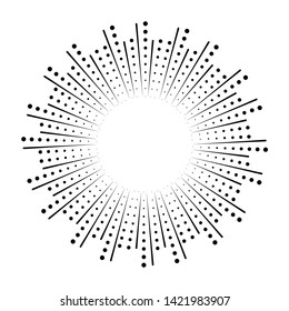 Radial speed Lines in Circle Form for comic books . fireworks Explosion background . Vector Illustration . Starburst
 round Logo . Circular Design element . Abstract Geometric star rays . Sunburst .
