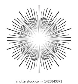 Radial Speed Lines In Circle Form For Comic Books . Fireworks Explosion Background . Vector Illustration . Starburst
 Round Logo . Circular Design Element . Abstract Geometric Star Rays . Sunburst .