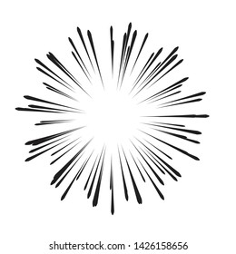 Radial speed Lines in Circle Form for comic books . fireworks Explosion background . Vector Illustration . Starburst
 round Logo . Circular Design element . Abstract Geometric star rays . Sunburst .