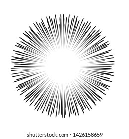Radial speed Lines in Circle Form for comic books . fireworks Explosion background . Vector Illustration . Starburst
 round Logo . Circular Design element . Abstract Geometric star rays . Sunburst .