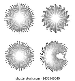 Radial speed Lines in Circle Form for comic books . fireworks Explosion background . Vector Illustration . Starburst
 round Logo . Circular Design element . Abstract Geometric star rays . Sunburst .