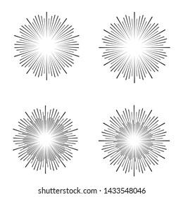 Radial speed Lines in Circle Form for comic books . fireworks Explosion background . Vector Illustration . Starburst
 round Logo . Circular Design element . Abstract Geometric star rays . Sunburst .