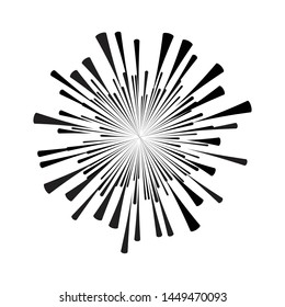 Radial speed Lines in Circle Form for comic books . fireworks Explosion background . Vector Illustration . Starburst
 round Logo . Circular Design element . Abstract Geometric star rays . Sunburst .