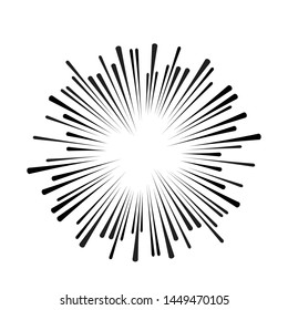 Radial speed Lines in Circle Form for comic books . fireworks Explosion background . Vector Illustration . Starburst
 round Logo . Circular Design element . Abstract Geometric star rays . Sunburst .