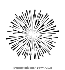 Radial speed Lines in Circle Form for comic books . fireworks Explosion background . Vector Illustration . Starburst
 round Logo . Circular Design element . Abstract Geometric star rays . Sunburst .