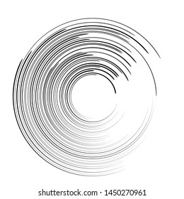 Radial speed Lines in Circle Form for comic books . Explosion background . Vector Illustration .Technology round Logo . Circular Design element . Abstract Geometric shape . Sunburst .