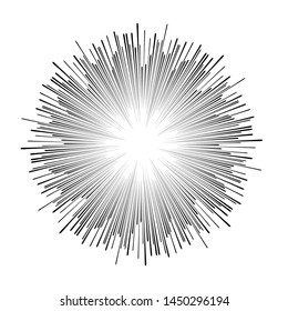 Radial speed Lines in Circle Form for comic books . fireworks Explosion background . Vector Illustration . Starburst
 round Logo . Circular Design element . Abstract Geometric star rays . Sunburst .