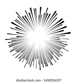 Radial speed Lines in Circle Form for comic books . fireworks Explosion background . Vector Illustration . Starburst
 round Logo . Circular Design element . Abstract Geometric star rays . Sunburst .